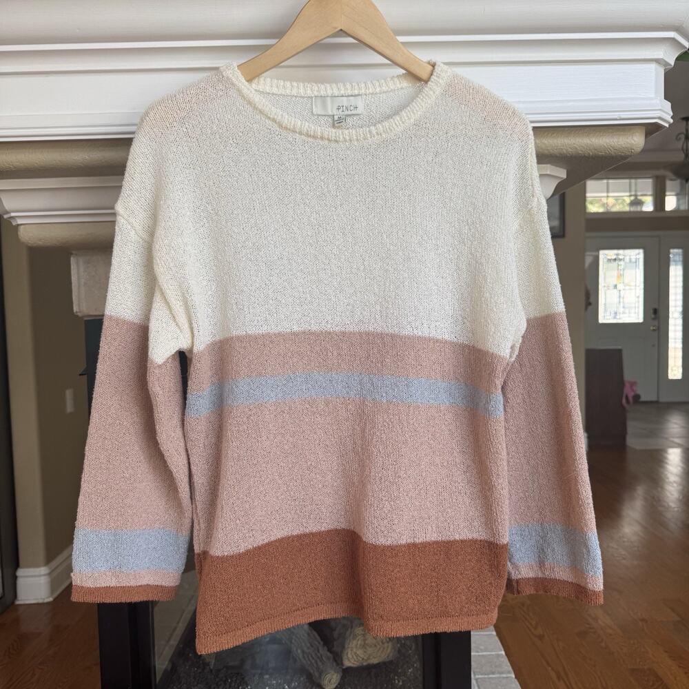 Pinch Cream, Blush & Rust Striped Crewneck Sweater